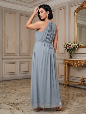 Ethereal Powder Blue Azazie Halter Maxi Dress